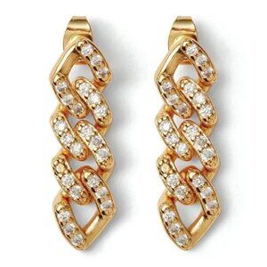 Crystal Haze | Gold Mexican Chain Drop Earrings | 18K GP